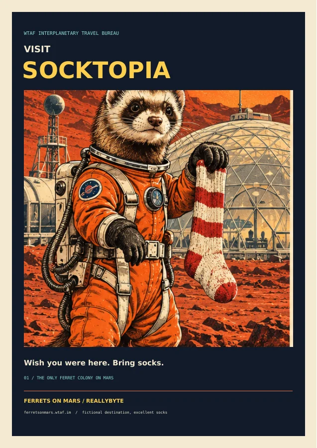 Preview of the Greetings from Socktopia retro Mars poster set